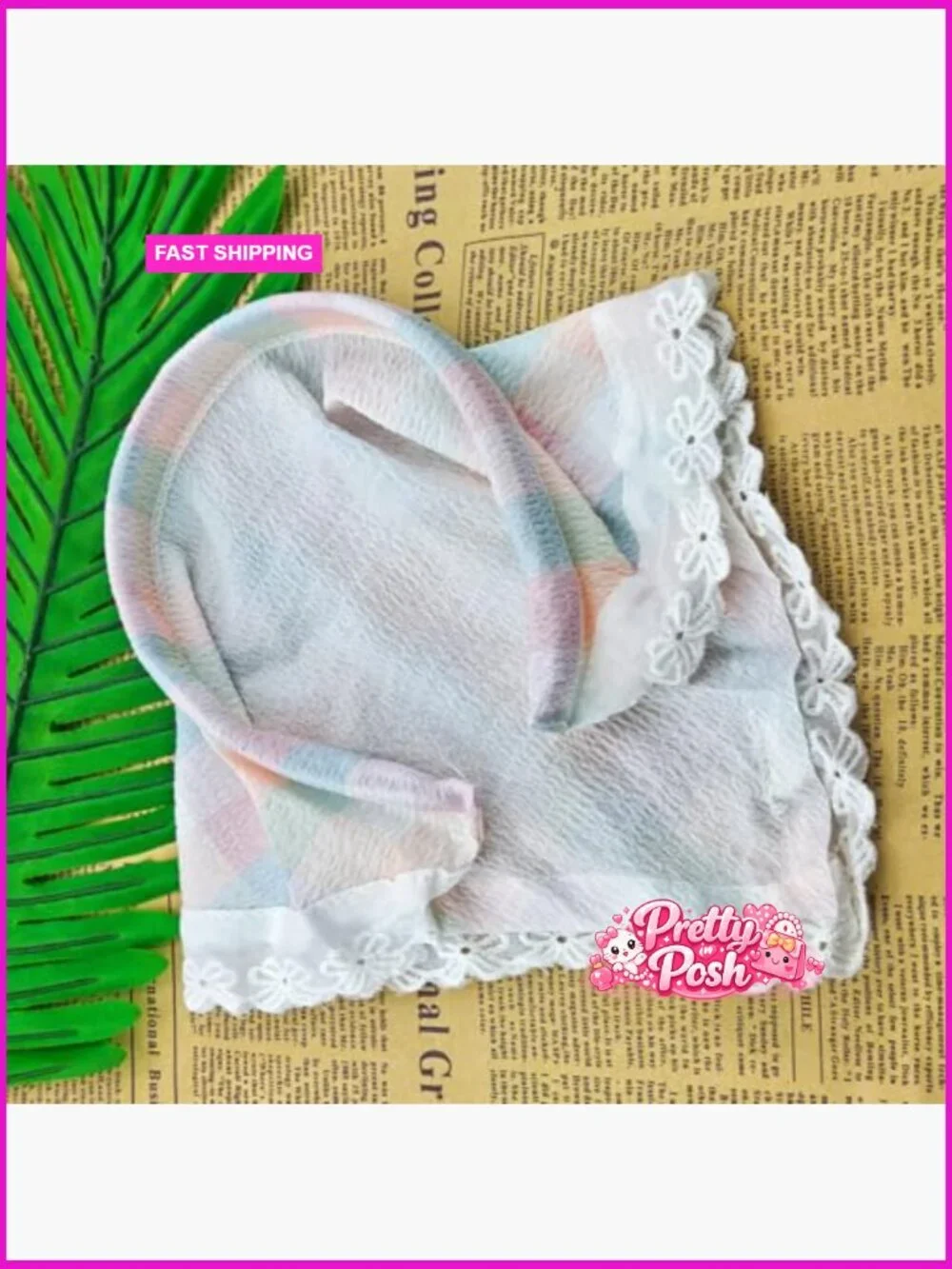 Lace Hair Scarf Headband, Non-Slip Boho Triangle Bandana Turban